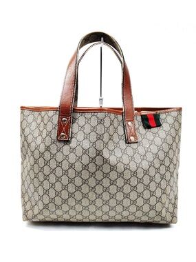 Authentic Gucci GG Supreme Monogram Web Loop Tote Bag Sherry Line 211134